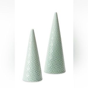 Martha Stewart Collection Birds & Berries Porcelain Green Trees, Set of 2